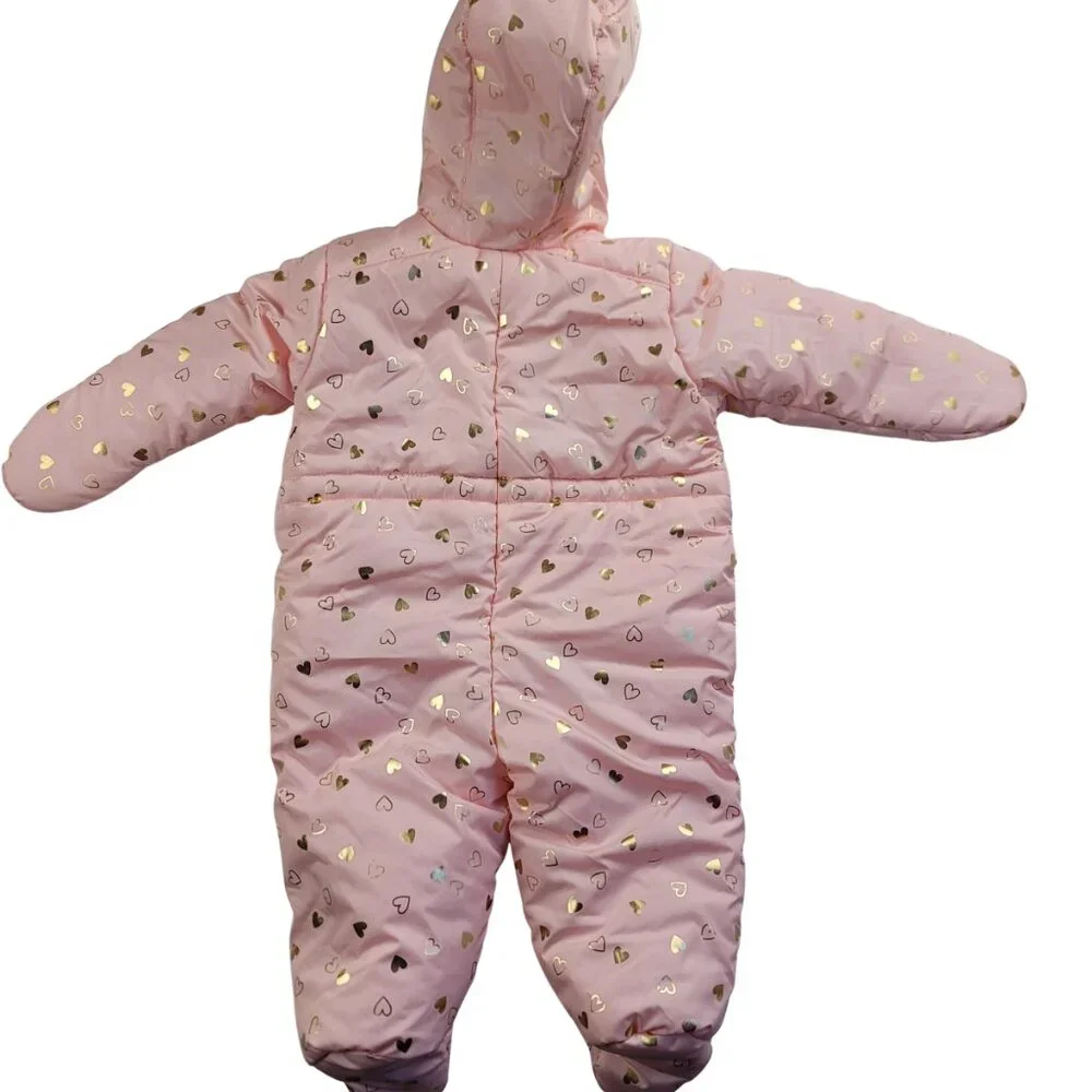The Children’s Place Baby Girl Heart Snowsuit Pink Gold